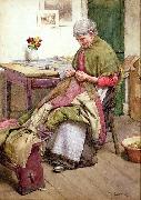Walter Langley.RI The Old Quilt oil painting artist